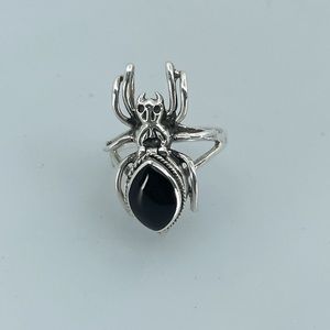 Sterling Silver SPIDER Ring with Black ONYX Stone